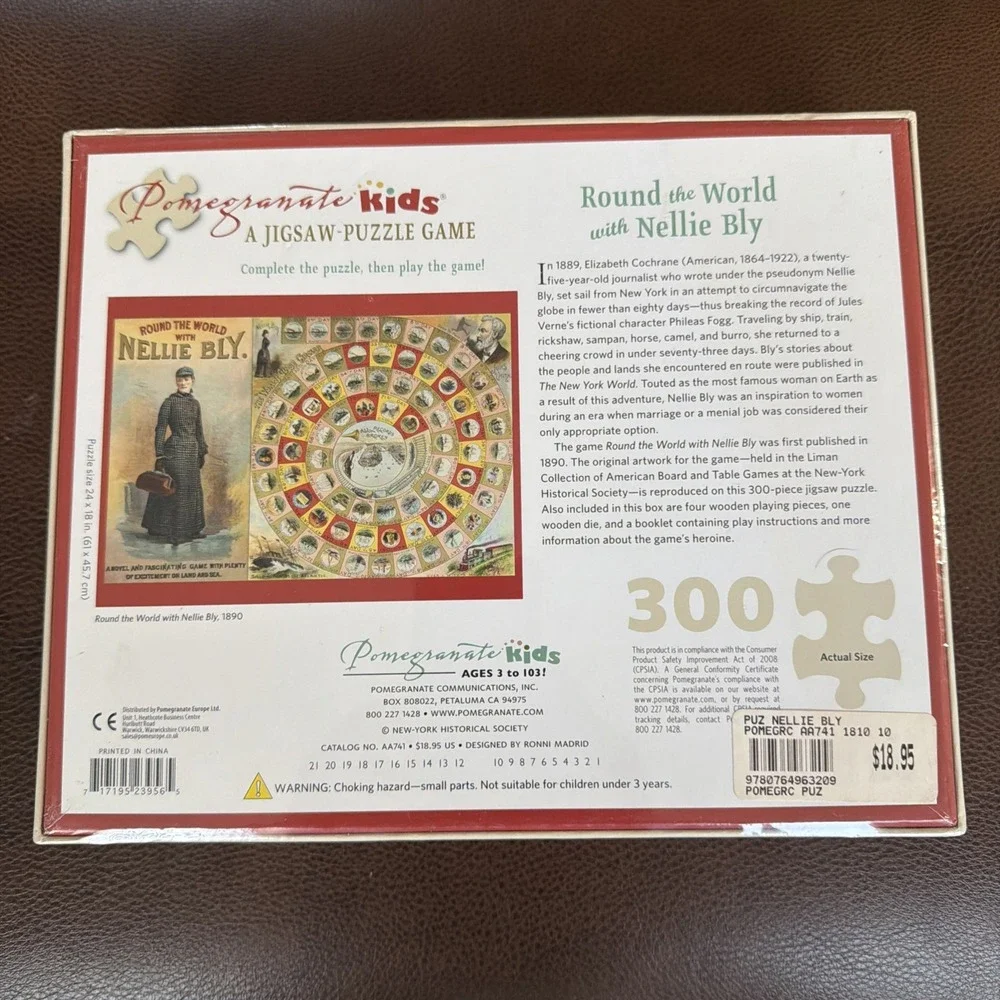 Round The World With Nellie Bly Puzzle Game 300 Piece Womens History 1890 NEW